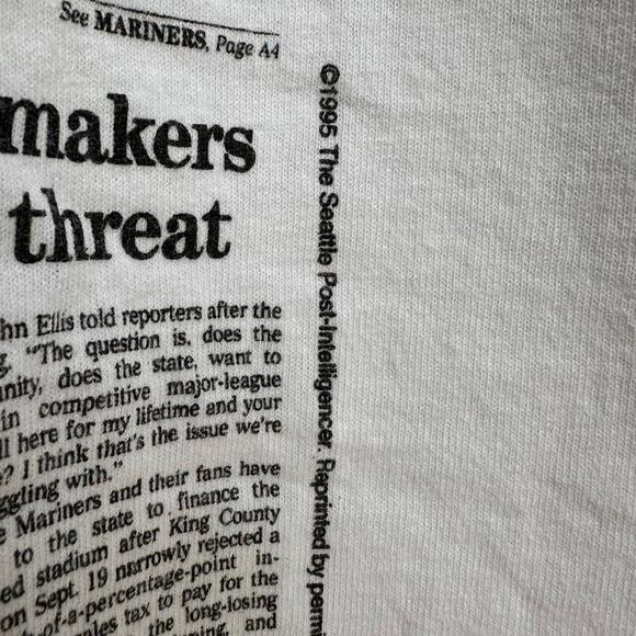 Vintage 1995 Seattle Mariners Newspaper Shirt - Picture 3 of 7